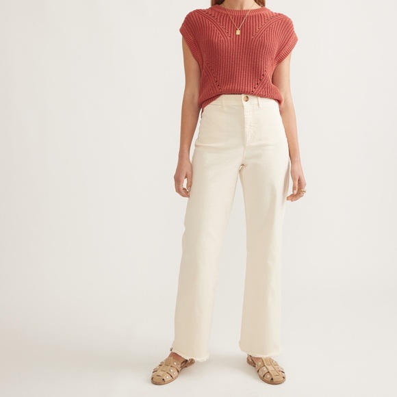 Marine Layer Bridget High Rise Full Length Pant in Cream - Picture 1 of 11
